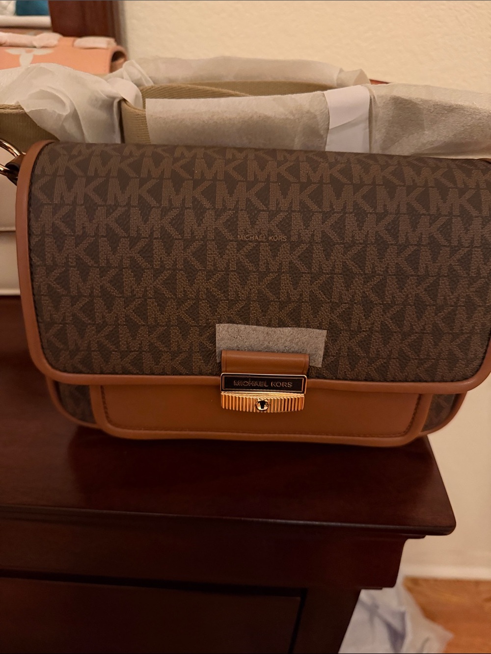 Michael Kors Brown & Tan MK Logo Messenger Bag